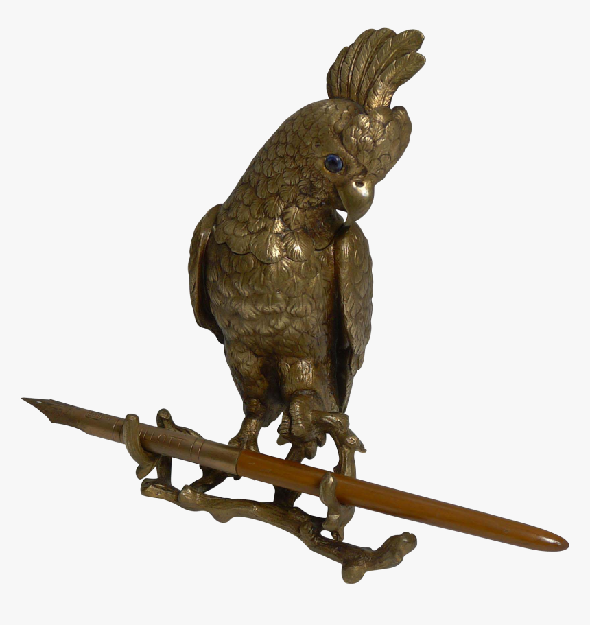 Wonderful Antique English Bronze Figural Inkwell - Cockatoo, HD Png Download, Free Download