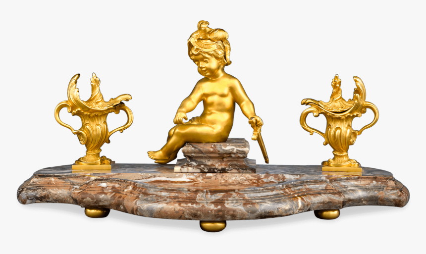 French Bronze And Marble Inkwell - Statue, HD Png Download, Free Download