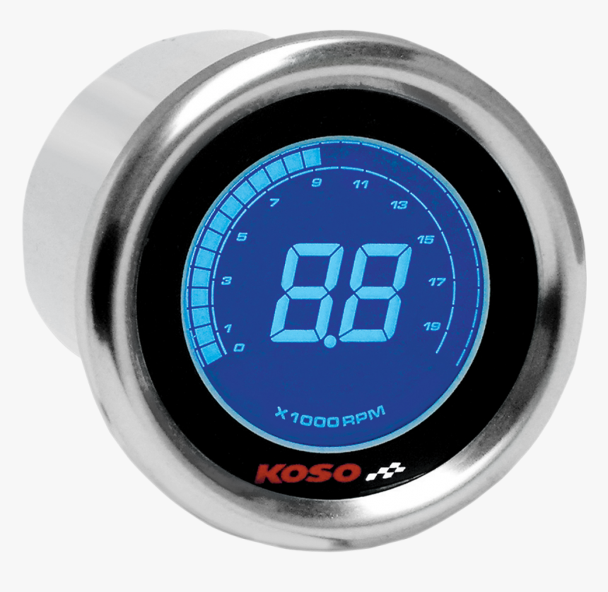 Koso Dl-01r Tachometer Lcd Display With Blue Backlight - Koso Rpm Meter, HD Png Download, Free Download