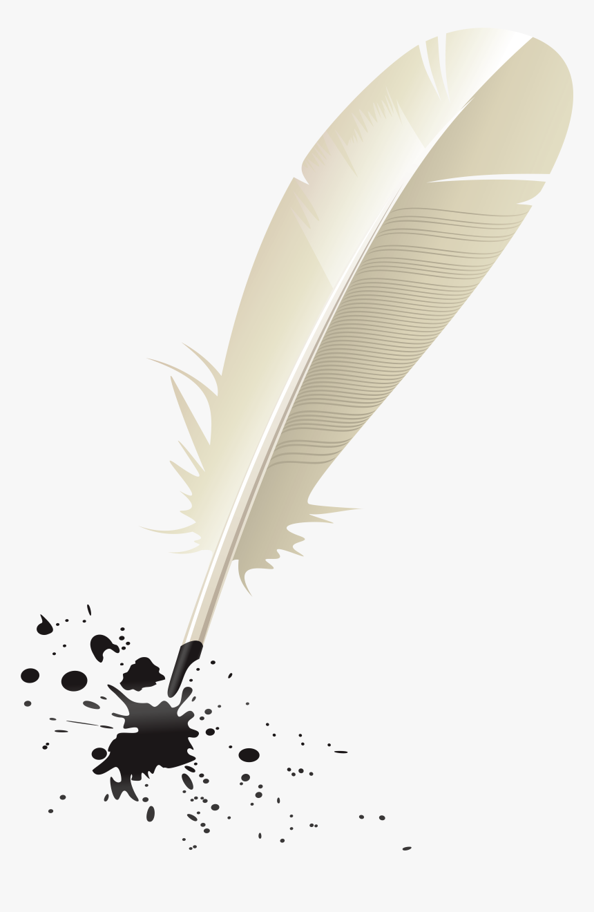 Transparent Quill And Inkwell Clipart - Transparent Background Feather Pen, HD Png Download, Free Download