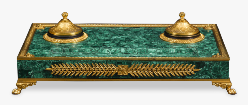 Austrian Malachite And Bronze Inkwell - Brass, HD Png Download, Free Download