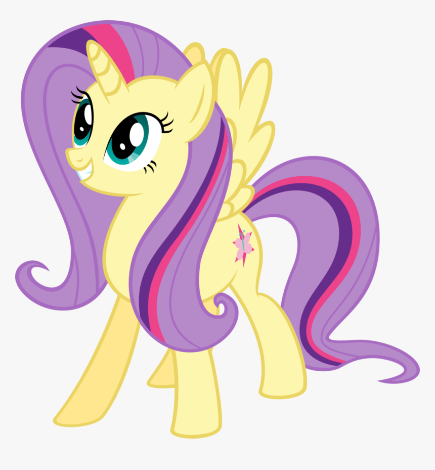 Alicorn, Female, Fluttershy, Fusion, Lesbian, Mare, - Twilight Sparkle And Fluttershy Fusion, HD Png Download, Free Download