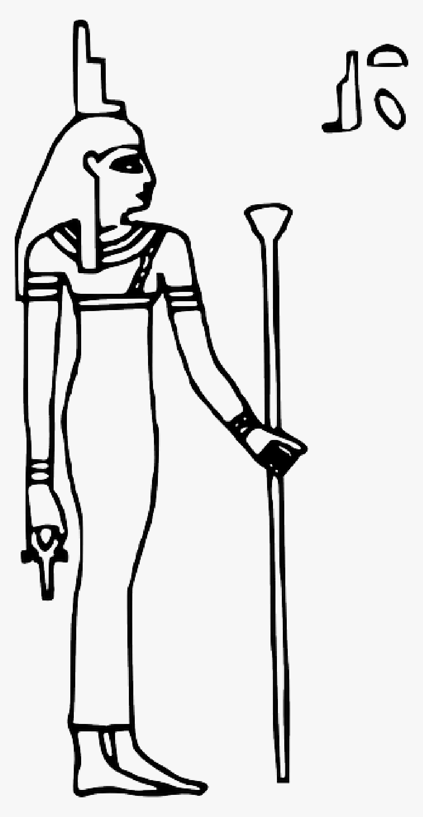 Sign, Outline, Symbol, Queen, Egypt, Goddess, Ancient - Isis Coloring Pages, HD Png Download, Free Download