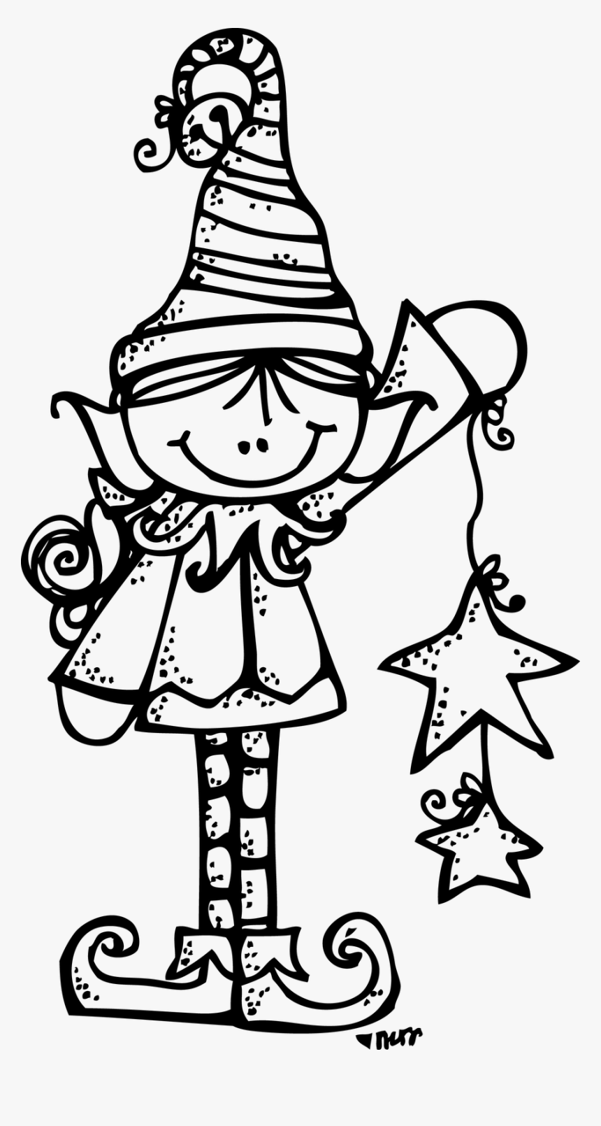 Melonheadz Boy Elf Clipart Black And White & Clip Art - Black And White Elf, HD Png Download, Free Download