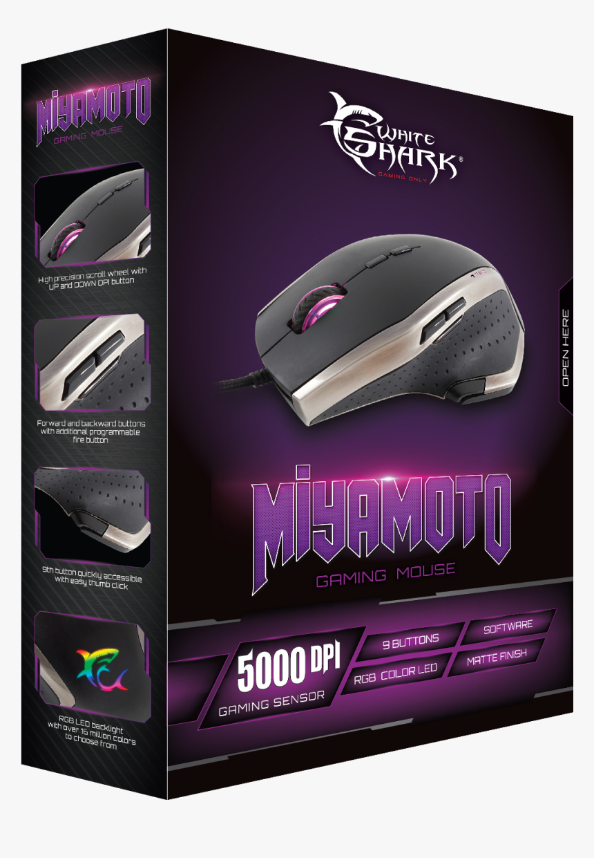 White Shark Mouse Gm 9001 Miyamoto / - White Shark Gaming Mouse, HD Png Download, Free Download