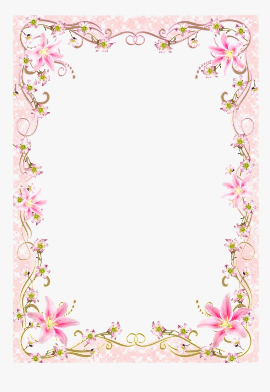 Floral Border Designs Png Free Download - Picture Frame, Transparent Png, Free Download