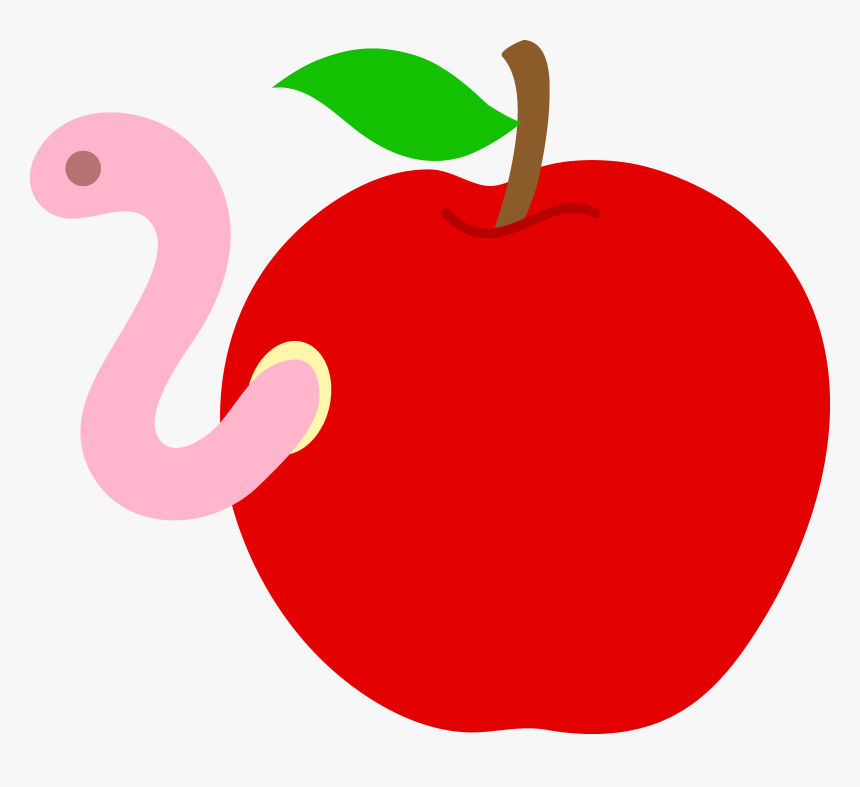 Cute Apple Clip Art - Apple With Worm Clipart, HD Png Download, Free Download