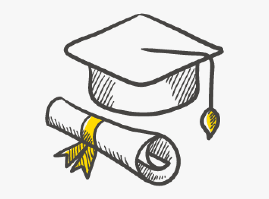 Draw A Graduation Cap And Scroll Clipart , Png Download - Graduation Cap Cartoon Drawing, Transparent Png, Free Download