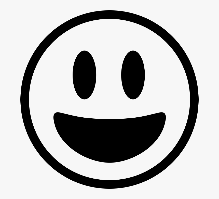 Hd Open Mouth Smiling - Emoji Black And White Smile, HD Png Download, Free Download