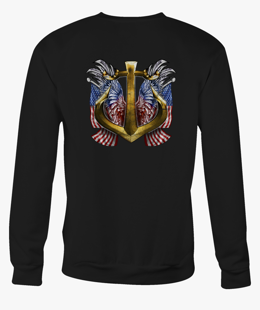 Crewneck Sweatshirt Golden Anchor With Red White Amp - Long-sleeved T-shirt, HD Png Download, Free Download