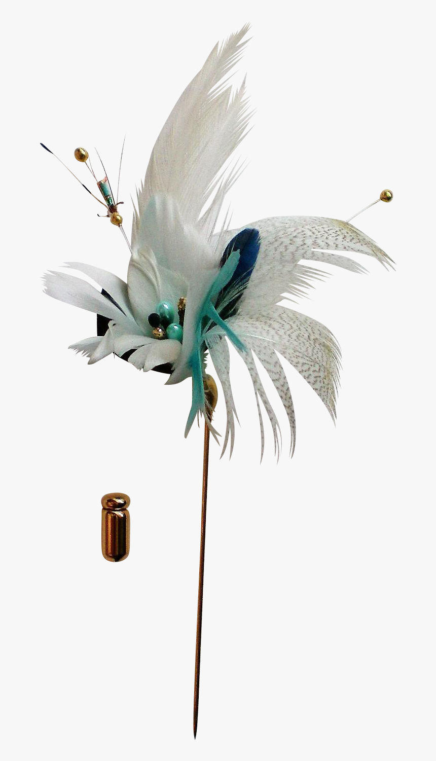 Feather Flower Stick / Lapel Pin Found At Www - Costume Hat, HD Png Download, Free Download