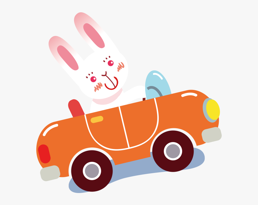 Cartoon Clip Art Painted Orange Bunny - รถยนต์ การ์ตูน สี ส้ม, HD Png Download, Free Download