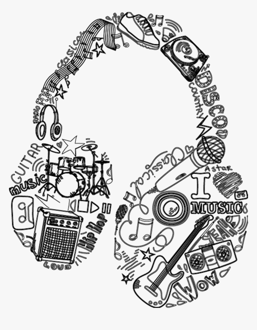 Cosco Musica Music Auriculares - Music Doodle Drawing, HD Png Download, Free Download