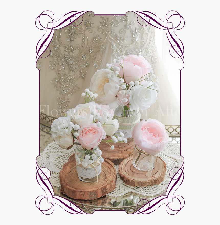 Blush Pink Peony Rustic Style Silk Artificial Table - Dusty Pink Bouquets Wedding, HD Png Download, Free Download