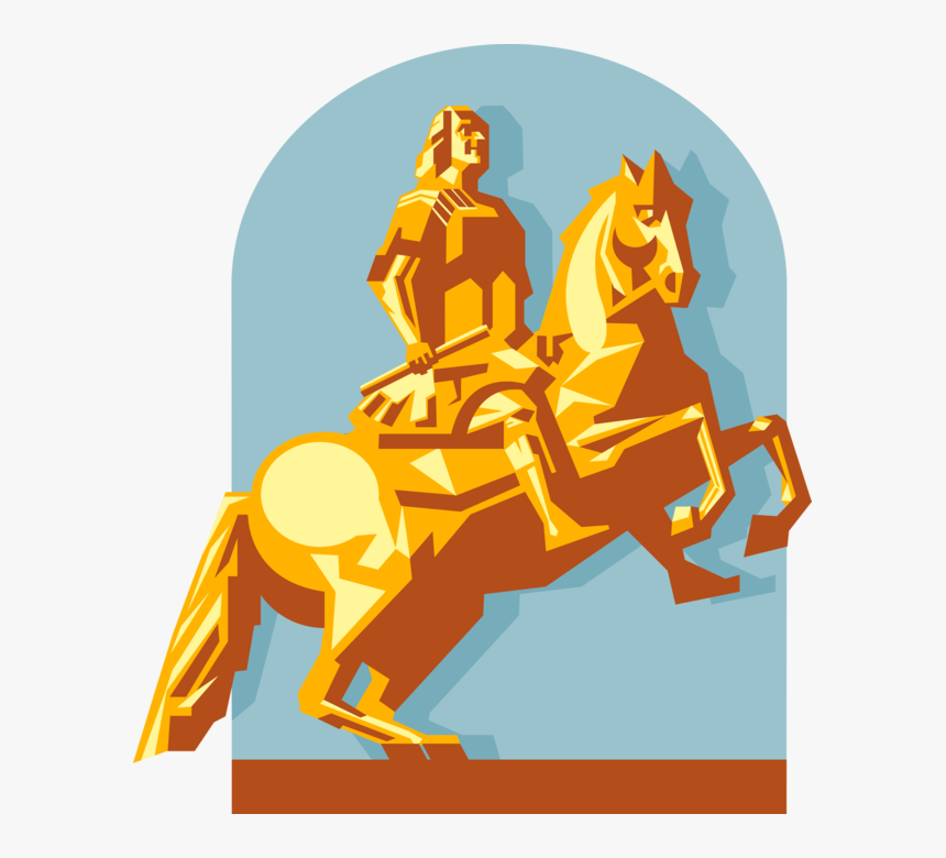 Vector Illustration Of Mounted Cavalry Statue Of August - Illustration, HD Png Download, Free Download