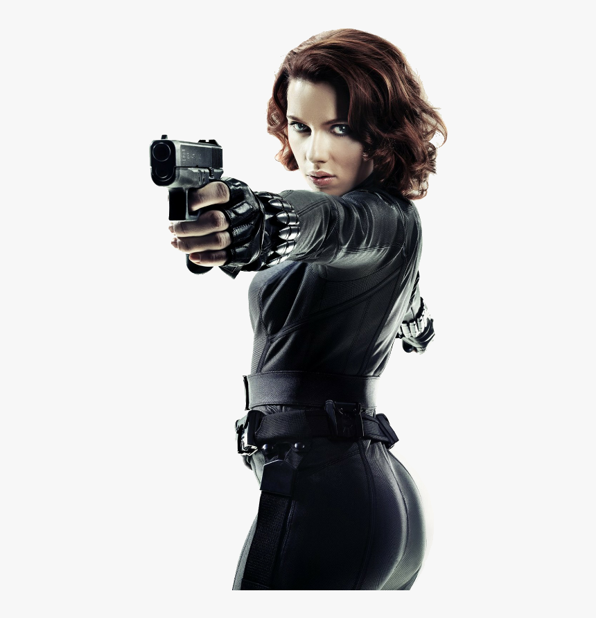 Black Widow Logo Png - Black Widow With Gun, Transparent Png, Free Download