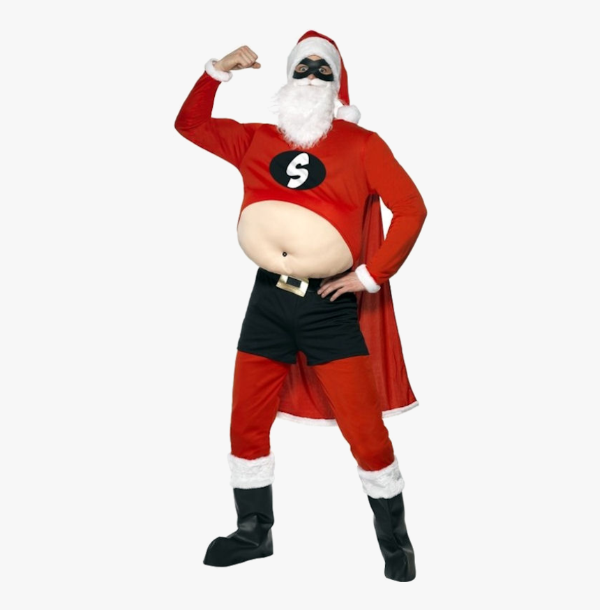 Fat Santa Superhero Costume - Funny Santa Claus Outfit, HD Png Download, Free Download