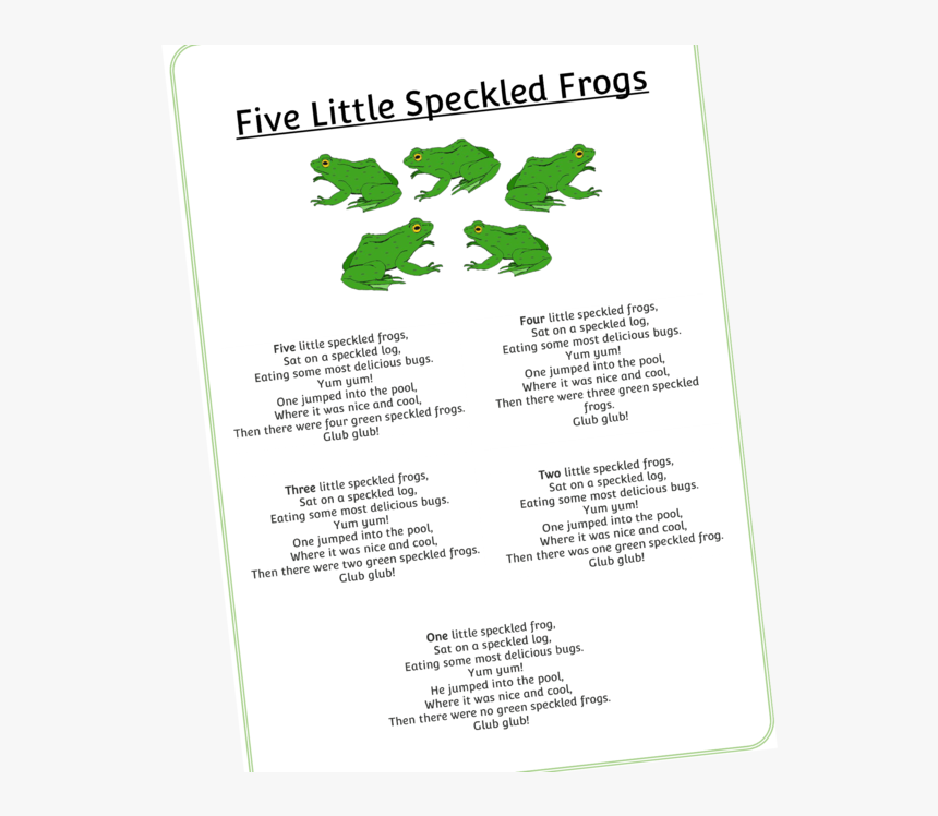 "five Little Speckled Frogs - Five Little Speckled Frogs Printable, HD Png Download, Free Download