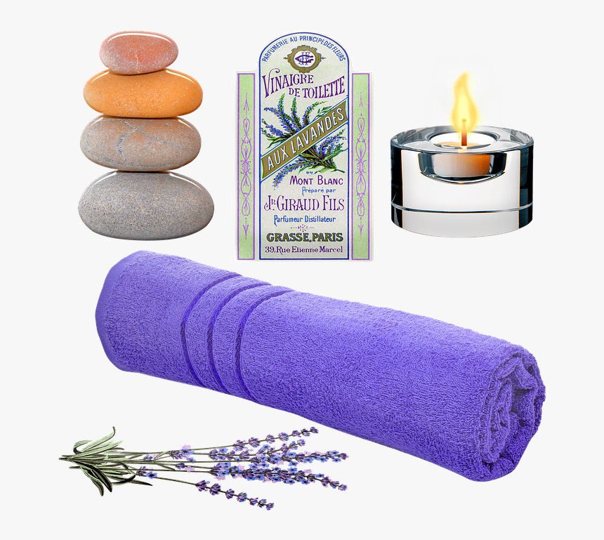 Spa, Stones, Lavender, Candle, Towel, Therapy, Zen, HD Png Download, Free Download