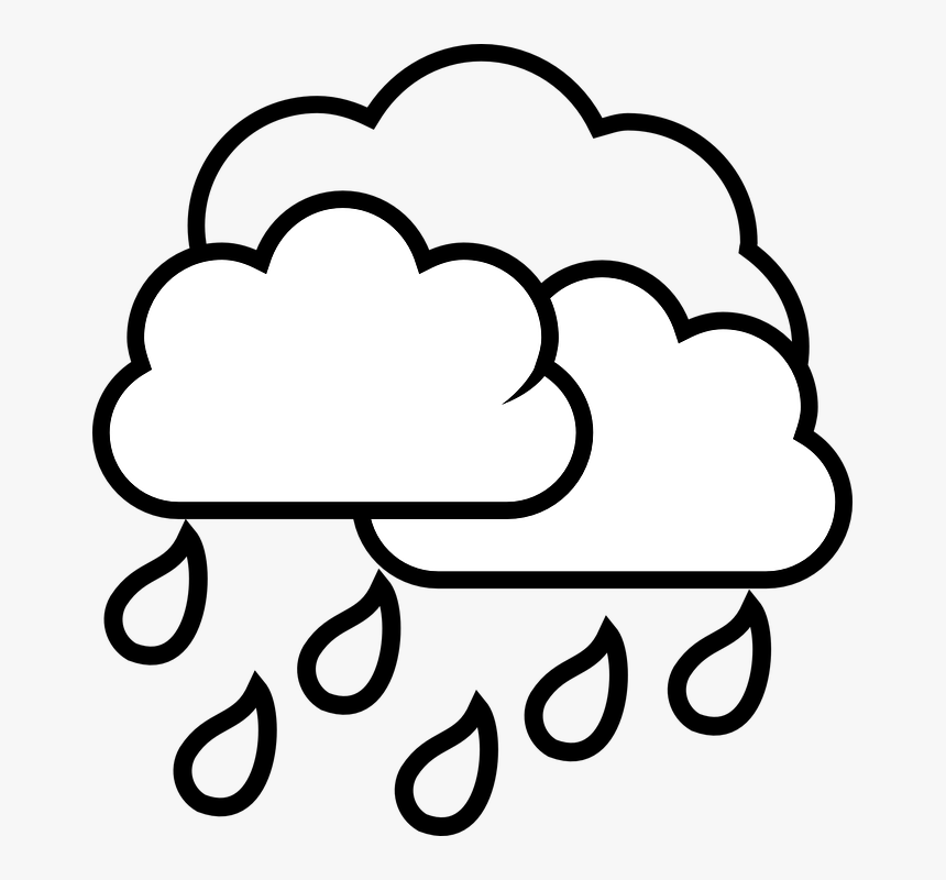 Cloud, Raindrops, Rain, Weather - Rain Cloud Clipart Black And White, HD Png Download, Free Download