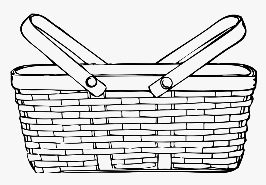 Free Books Basket Cliparts - Picnic Basket Clipart Black And White, HD Png Download, Free Download