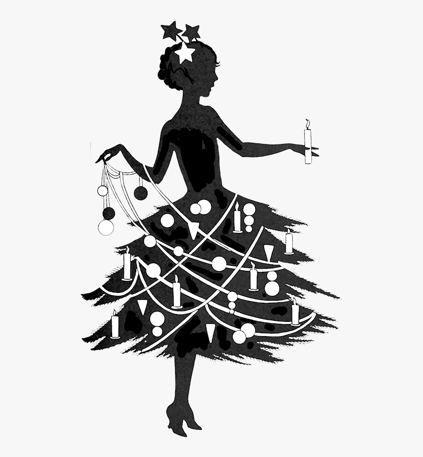 Silhouette Black And White Christmas Royalty-free Clip - Christmas Silhouette Free Clip Art, HD Png Download, Free Download