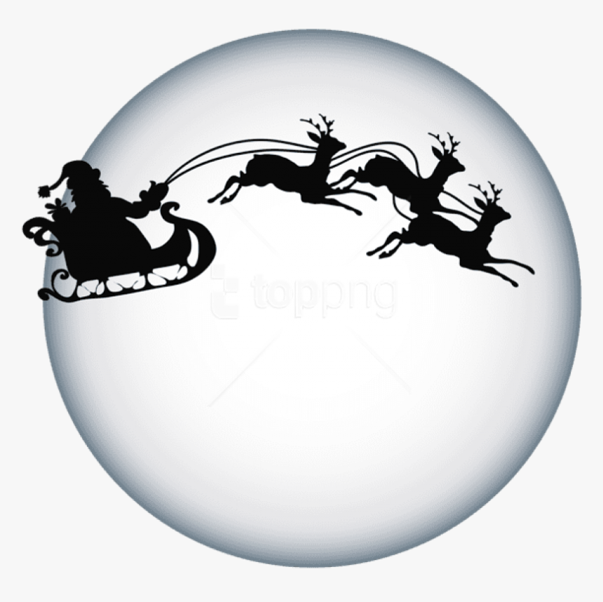 Free Png Santa Clause And Moon Shade Transparent Png - Christmas Santa Sleigh Silhouette, Png Download, Free Download