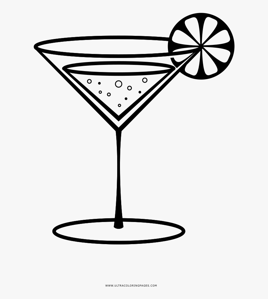 Martini Glass Drawing - Cocktail Png Black And White, Transparent Png, Free Download