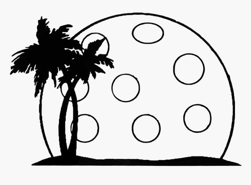 Pickleball Summer Palm Landscape Moon - Black And White Palm Tree Svg, HD Png Download, Free Download