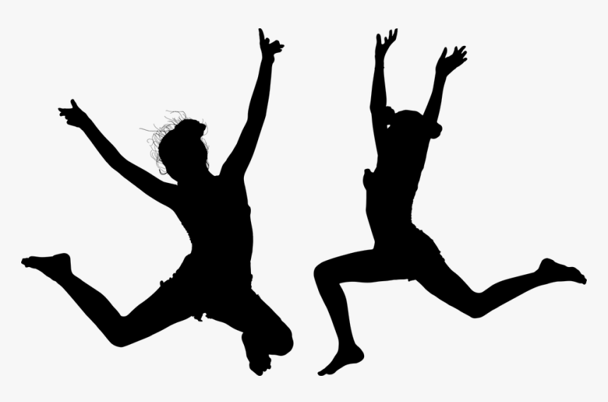 Girls, Jumping, Silhouette, Female, Woman, Happy, Human - Silhouette, HD Png Download, Free Download