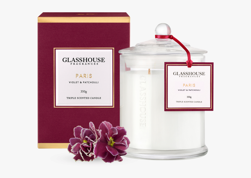 Paris Violet & Patchouli 350g Triple Scented Candle - Glasshouse Candles, HD Png Download, Free Download