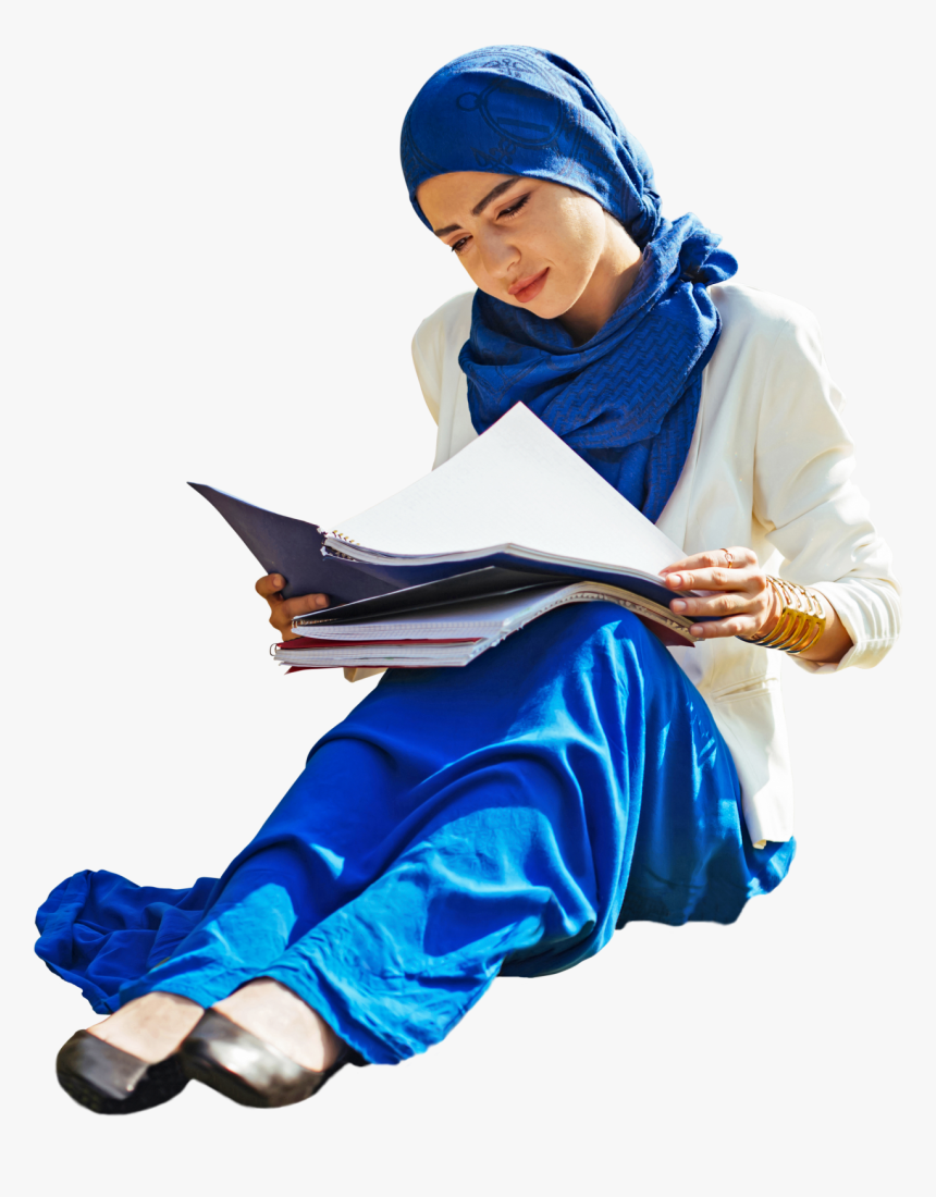 Woman Student Sitting Arab - People Sitting Studying Png, Transparent Png, Free Download