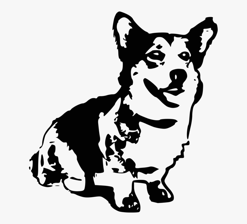 Corgi Black And White Art, HD Png Download, Free Download