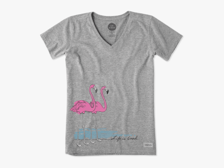 Women"s Elegant Flamingos Crusher Vee - T-shirt, HD Png Download, Free Download
