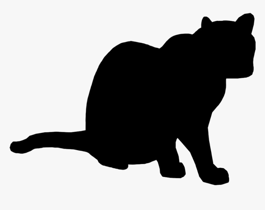 Cat Silhouette Sitting - Domestic Short-haired Cat, HD Png Download, Free Download