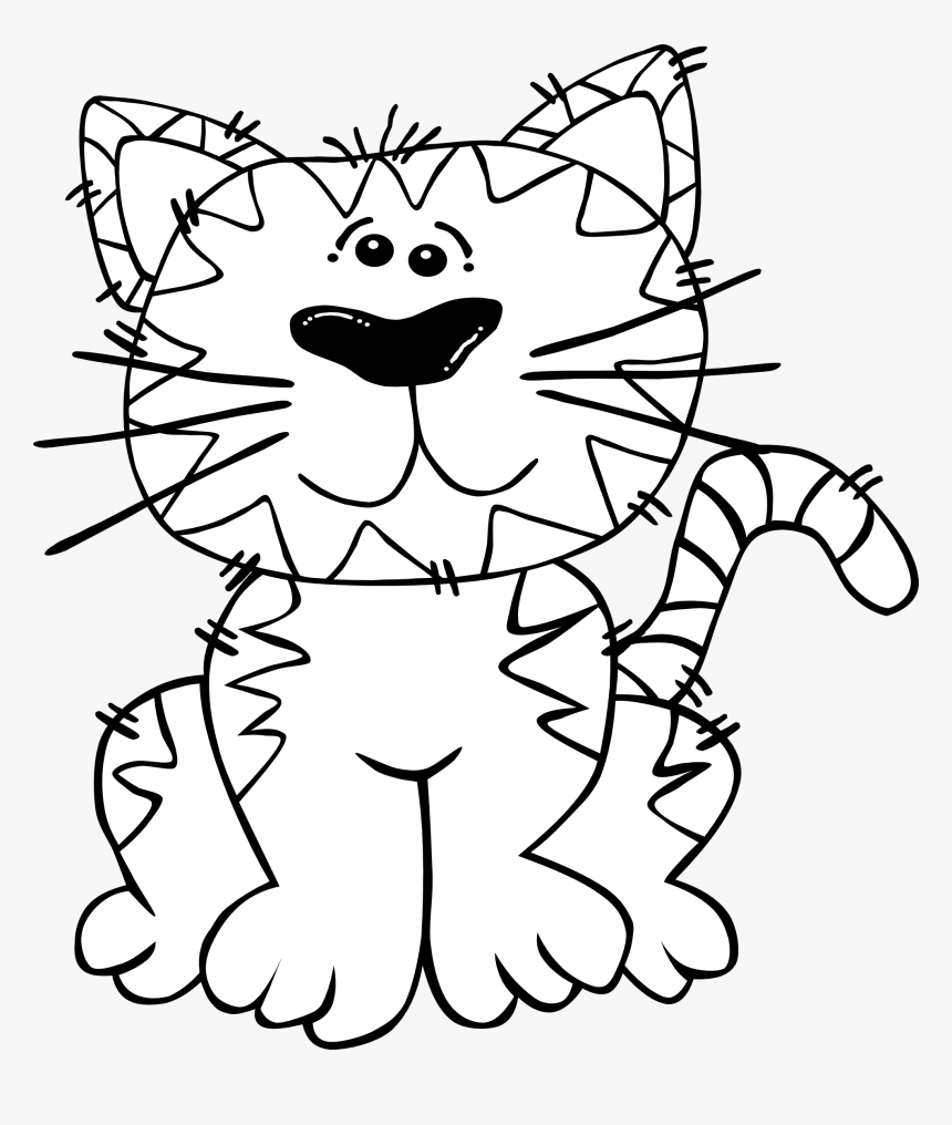 Cartoon Cat Clip Art Black And White, HD Png Download, Free Download