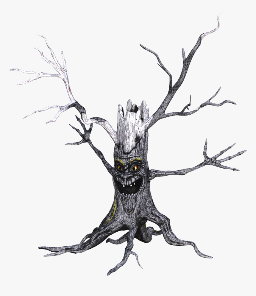 Tree With Scary Face , Transparent Cartoons - Tree With Scary Face, HD Png Download, Free Download