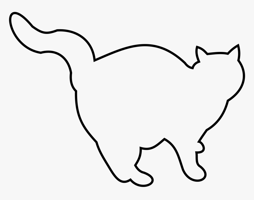 Cat Outline Clipart - Clipart Cat Outlined Black And White, HD Png Download, Free Download