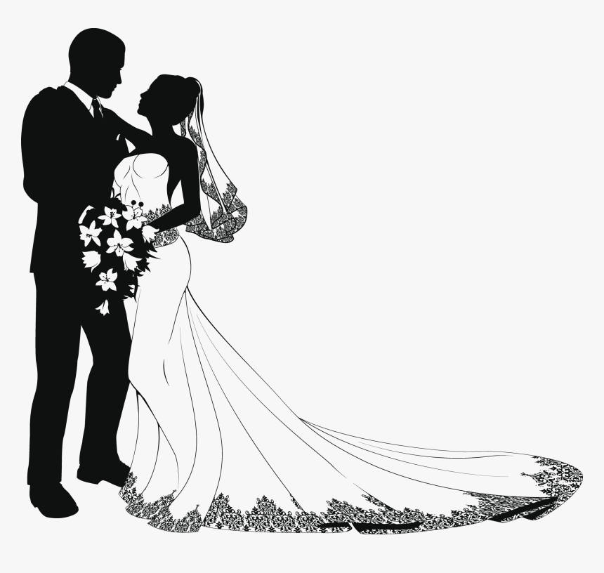 Download Wedding Drawing Bride Clip Art Bride And Groom Silhouette Hd Png Download Kindpng