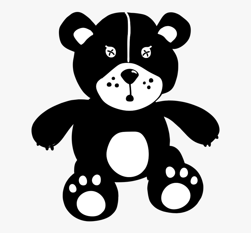 Teddy Bear, Bear, Teddy, Toy, Child, Vector - Teddy Bear Cartoon Black And White Transparent, HD Png Download, Free Download