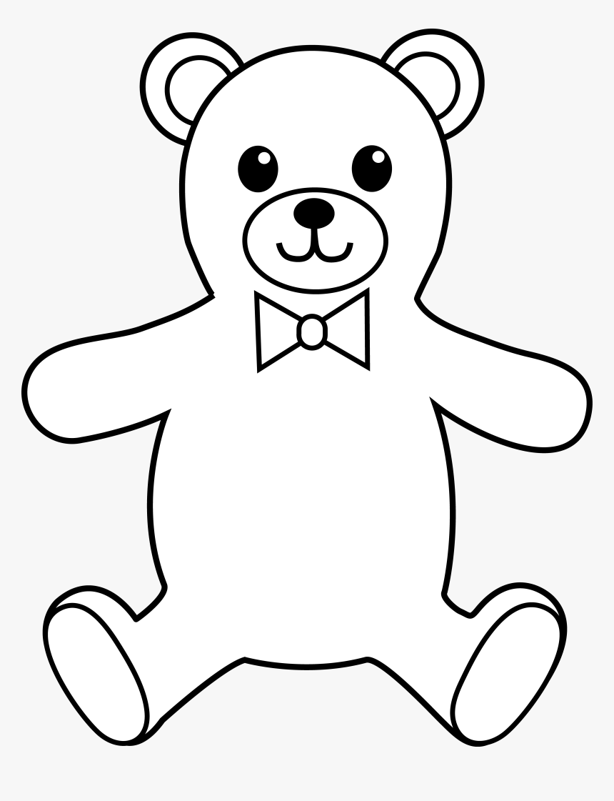 American Black Bear Giant Panda Polar Bear Clip Art - Outline Teddy Bear Clipart Black And White, HD Png Download, Free Download