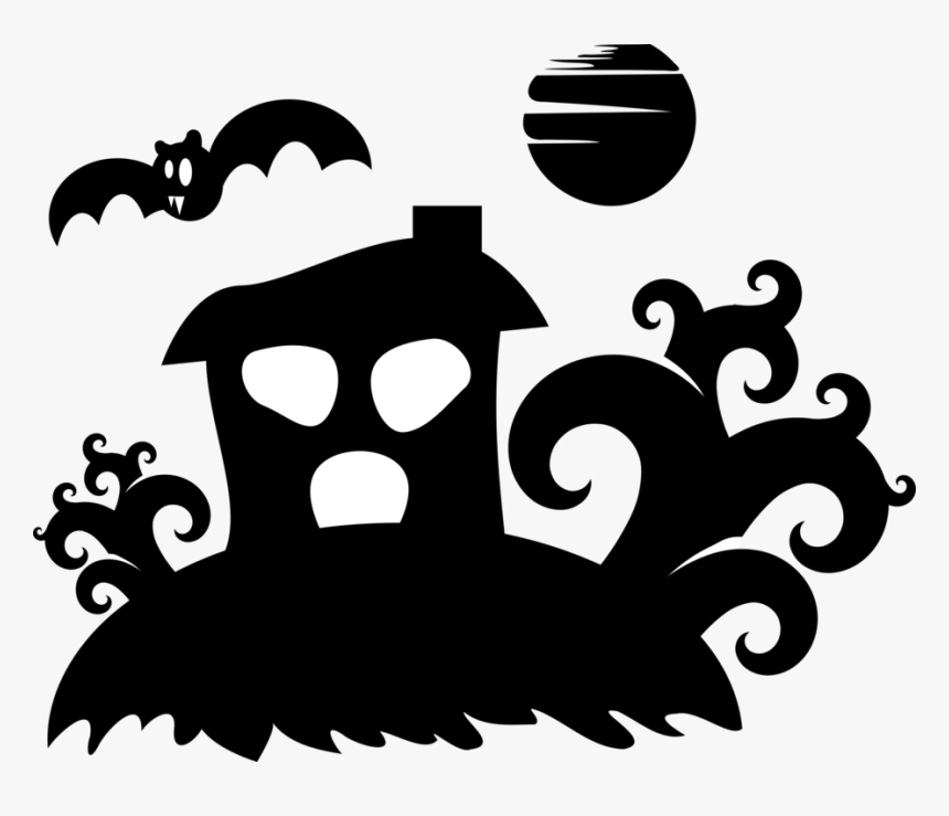 Haunted House Silhouette Png - Spooky Clipart, Transparent Png, Free Download