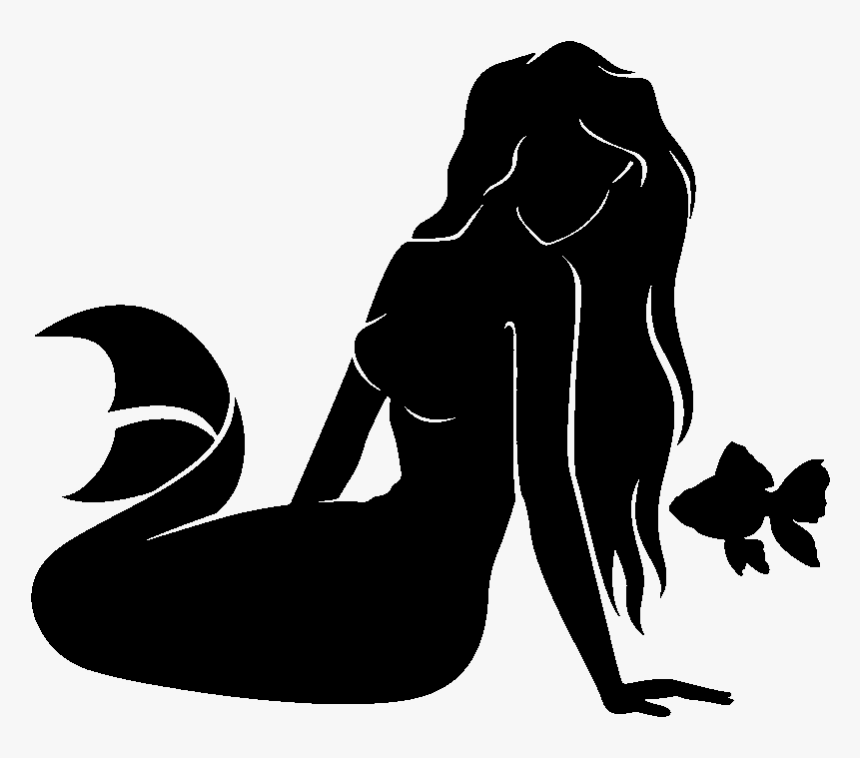 Mermaid Sitting Silhouette Png - Mermaid And Merman Silhouette Png, Transparent Png, Free Download
