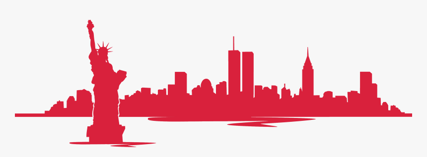 New York Skyline With Twin Towers Silhouette - New York Skyline Silhouette With Twin Towers, HD Png Download, Free Download