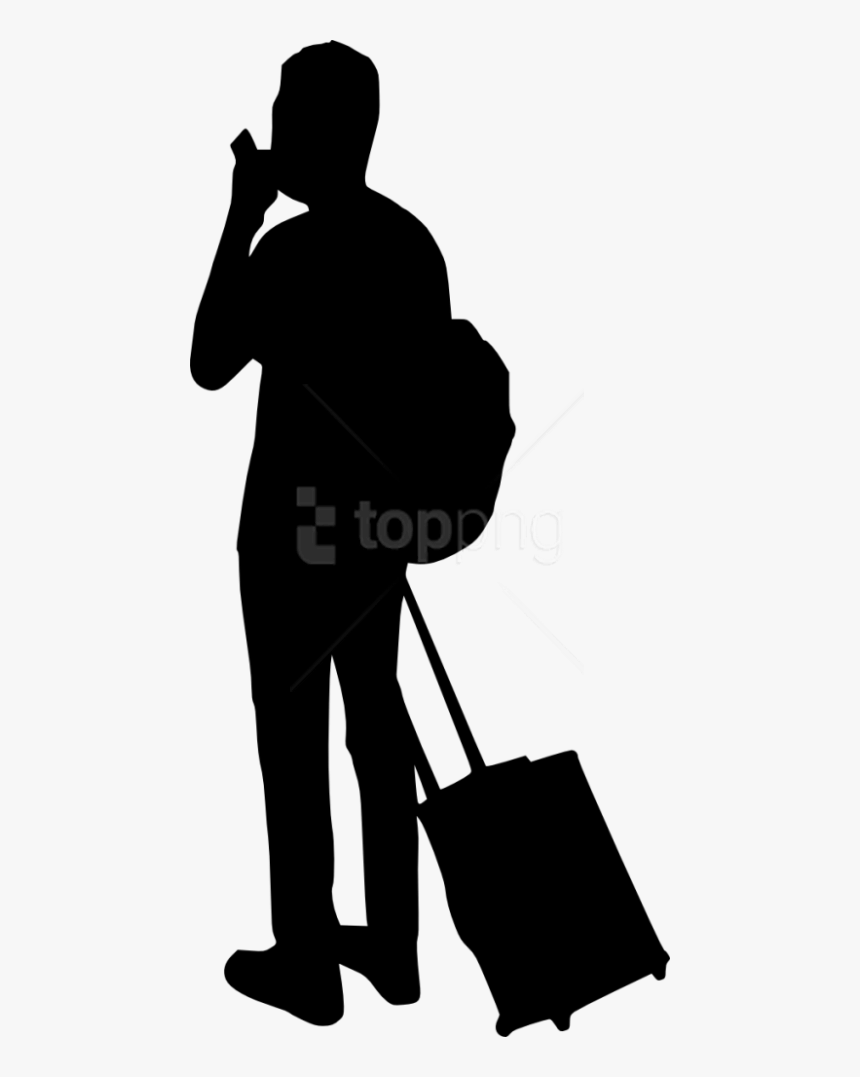 Free Png People With Luggage Silhouette Png - People Silhouette Luggage Png, Transparent Png, Free Download