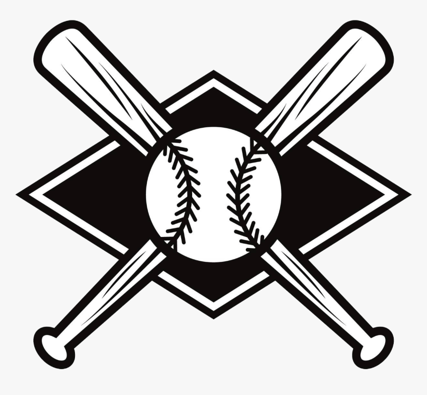 Baseball Bats Batting Clip - Black And White Baseball Logos, HD Png Download, Free Download