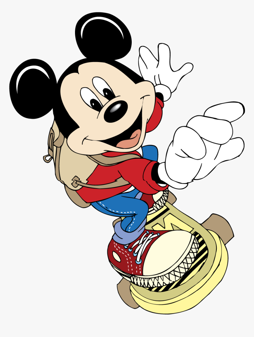 Mickey Mouse Skateboard Walt Disney Vector Graphic - Mickey Mouse Hold Png, Transparent Png, Free Download