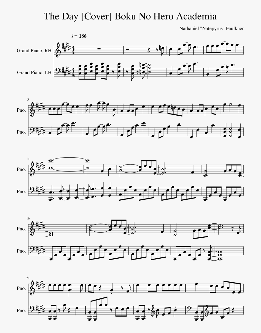 Day My Hero Academia Piano Sheet Music, HD Png Download, Free Download