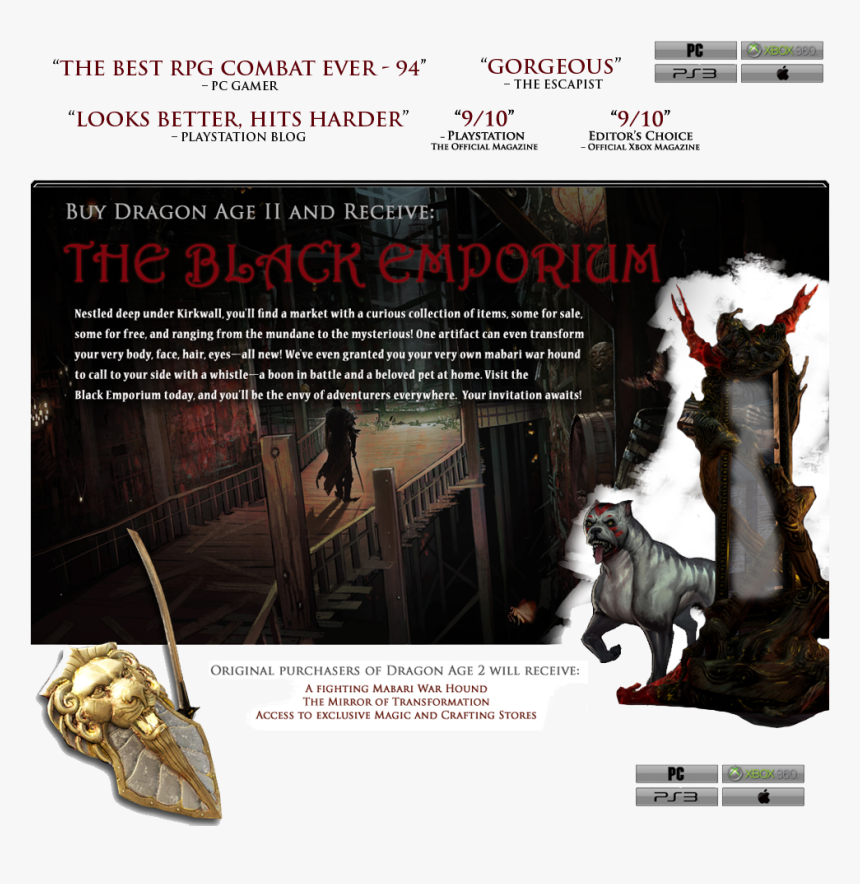 Dragon Age 2 Black Emporium, HD Png Download, Free Download