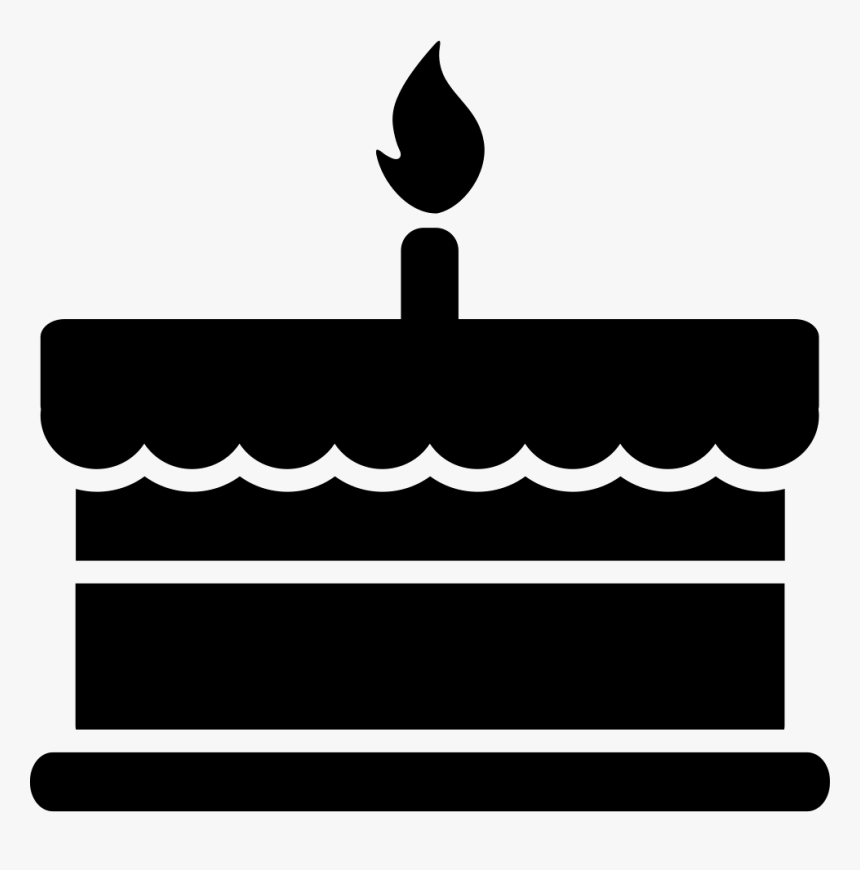 Birthday Cake With One Burning Candle - Birthday Cake Vector Black, HD Png Download, Free Download